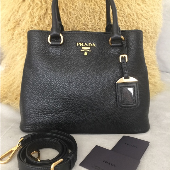 ♥️ SOLD ! PRADA Daino Leather Satchel Bag- Black - Picture 1 of 5